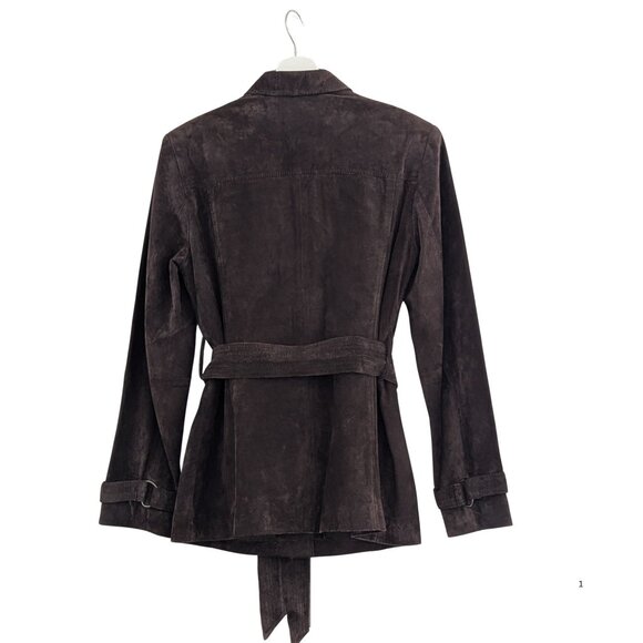 🤎 Alfani 100% Leather Belted Blazer Jacket – Size M – EUC - Picture 3 of 5